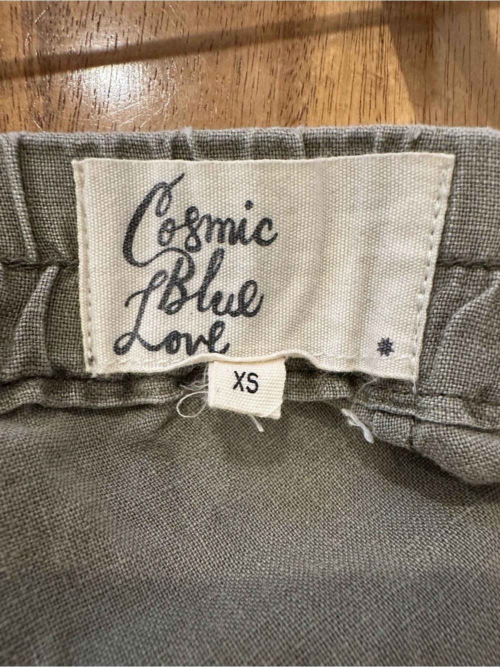 Cosmic Blue Love - Women’s Olive Drawstring Casual Shorts - Picture 3 of 5